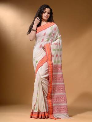 Off White Silk Matka Soft Saree With Nakshi Pallu 2