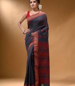 Shadow Grey Silk Matka Soft Saree With Nakshi Pallu