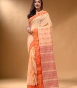 Cream Silk Matka Soft Saree With Nakshi Pallu