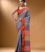 Grey Silk Matka Soft Saree With Nakshi Pallu