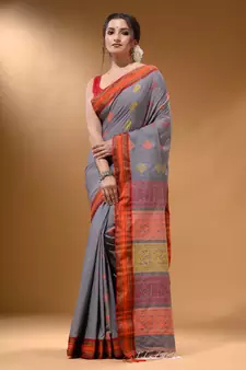 Grey Silk Matka Soft Saree With Nakshi Pallu