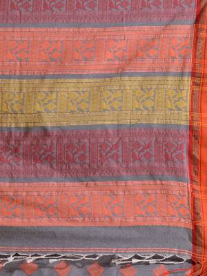 Grey Silk Matka Soft Saree With Nakshi Pallu 5