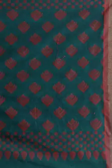 Teal Silk Matka Soft Saree With Textured Pallu