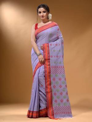 Lavender Silk Matka Soft Saree With Textured Pallu 1