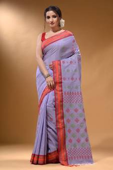 Lavender Silk Matka Soft Saree With Textured Pallu