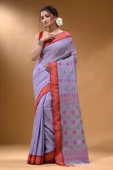 Lavender Silk Matka Soft Saree With Textured Pallu