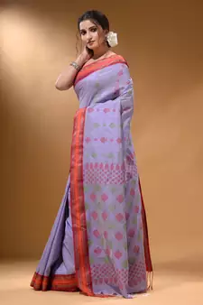 Lavender Silk Matka Soft Saree With Textured Pallu