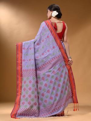 Lavender Silk Matka Soft Saree With Textured Pallu 4