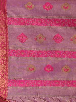 Violet Cotton Blend Handwoven Saree With Nakshi Design 5