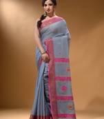 Grey Cotton Blend Handwoven Saree With Nakshi Design