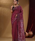 Fuchsia Cotton Handwoven Jamdani Saree With Woven Buttas And Floral Designs