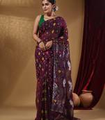 Magenta Cotton Handwoven Jamdani Saree With Multicolor Woven Designs And Motifs