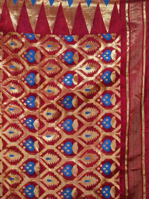 Magenta Cotton Handwoven Jamdani Saree With Multicolor Designs And Motifs 5