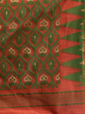 Orange Cotton Handwoven Jamdani Saree With Multicolor Designs And Motifs 5