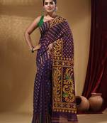 Deep Violet Cotton Handwoven Jamdani Saree With Small Buttas And Nakshi Designs