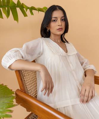Two Frill Dress With Pearl Embroided  Short Jacket 3