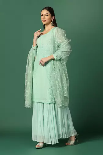 Pista Green Sharara Set