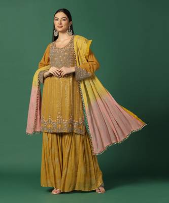 Haldi Embroidered Sharara Set  2