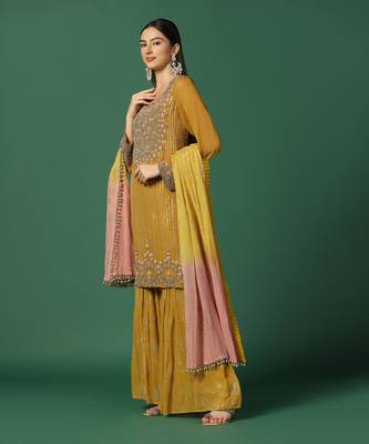 Haldi Embroidered Sharara Set  3