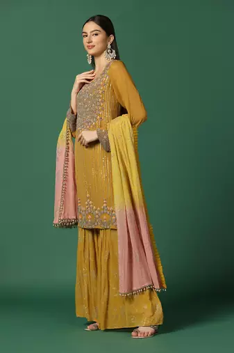 Haldi Embroidered Sharara Set 