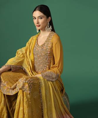Haldi Embroidered Sharara Set  4