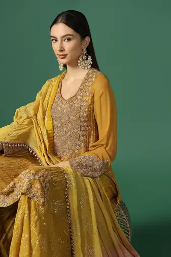 Haldi Embroidered Sharara Set 