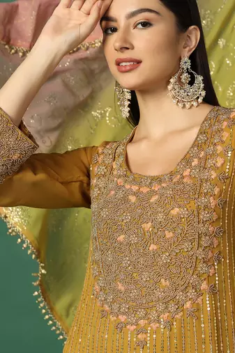 Haldi Embroidered Sharara Set 
