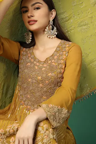 Haldi Embroidered Sharara Set 