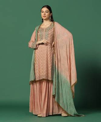 Pink Georgette Heavy Sharara Set 1