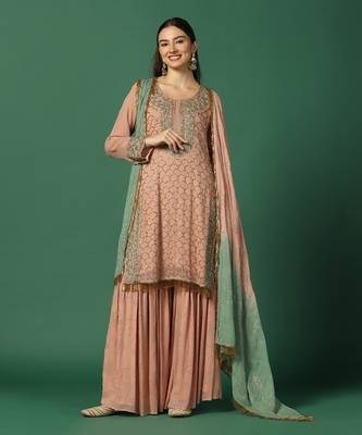 Pink Georgette Heavy Sharara Set 2