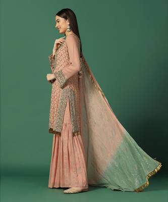 Pink Georgette Heavy Sharara Set 3