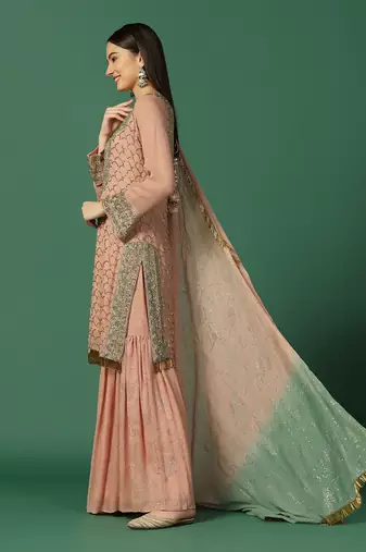 Pink Georgette Heavy Sharara Set