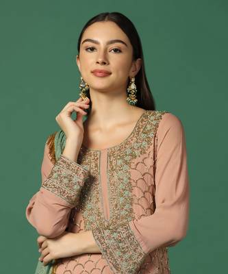 Pink Georgette Heavy Sharara Set 4
