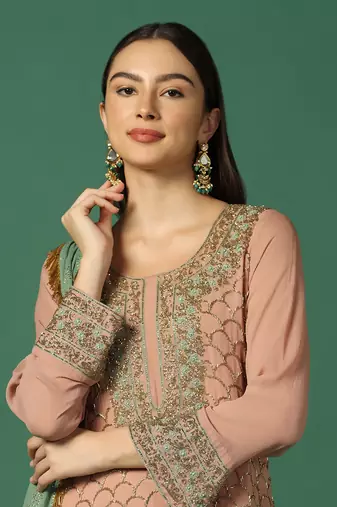Pink Georgette Heavy Sharara Set