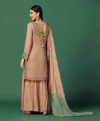 Pink Georgette Heavy Sharara Set 6
