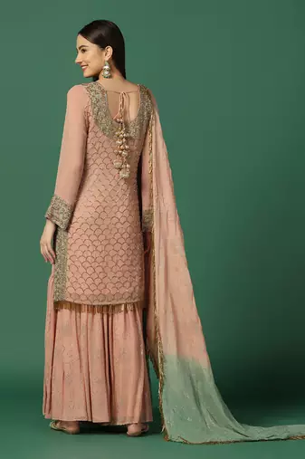 Pink Georgette Heavy Sharara Set