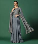 Powder Blue Anarkali With Resham And Sequin Work