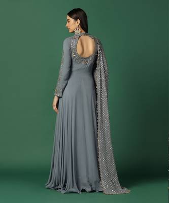 Powder Blue Anarkali With Resham And Sequin Work 7
