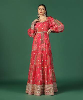 Shades Of Pink Anarkali With Gota Work 1