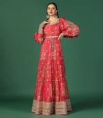 Shades Of Pink Anarkali With Gota Work