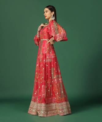 Shades Of Pink Anarkali With Gota Work 2