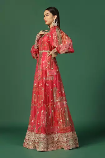 Shades Of Pink Anarkali With Gota Work