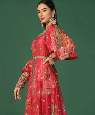 Shades Of Pink Anarkali With Gota Work 3