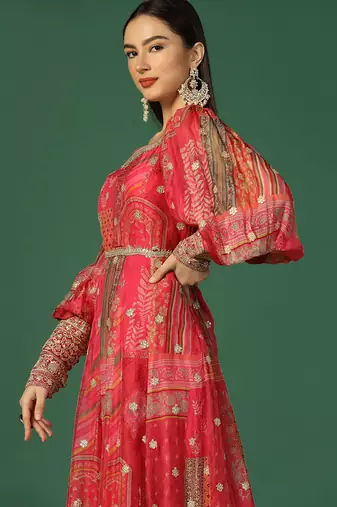 Shades Of Pink Anarkali With Gota Work