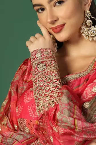 Shades Of Pink Anarkali With Gota Work