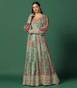 Shades Of Green Anarkali With Gota Work