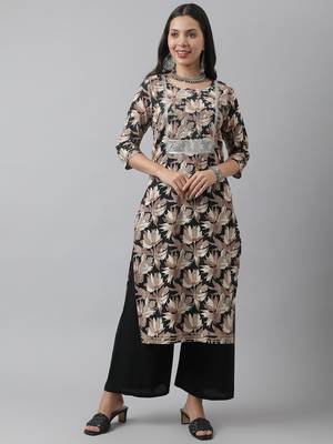 Black printed cotton ethnic-kurtis 1