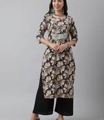 Black printed cotton ethnic-kurtis