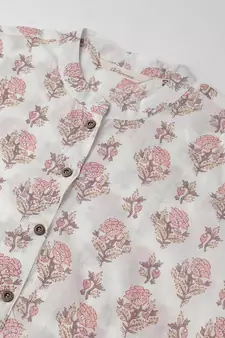 White printed cotton ethnic-kurtis