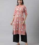 Pink printed cotton ethnic-kurtis